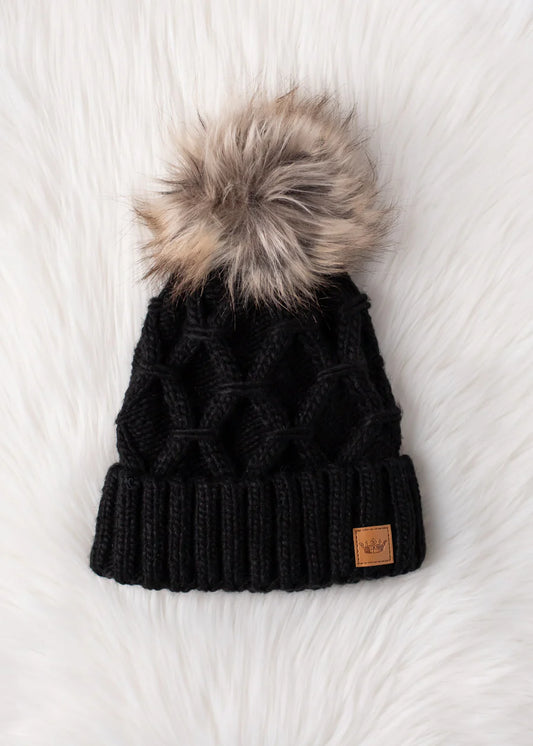 Black Fleece Lined Knit Hat