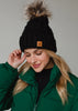 Black Fleece Lined Knit Hat