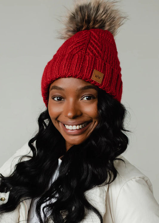 Red Knit Pom Hat