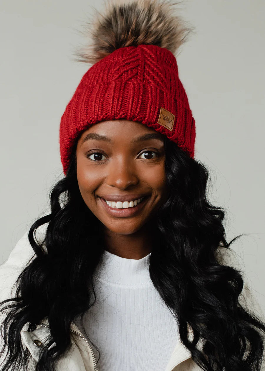 Red Knit Pom Hat