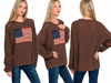 American Flag Crew Neck Sweater: BROWN