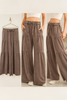 Washed Tiered Wide-leg Drawstring Pants: CHARCOAL