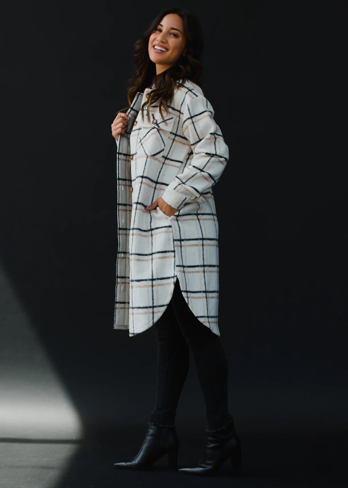 Cream Brown Black Shacket