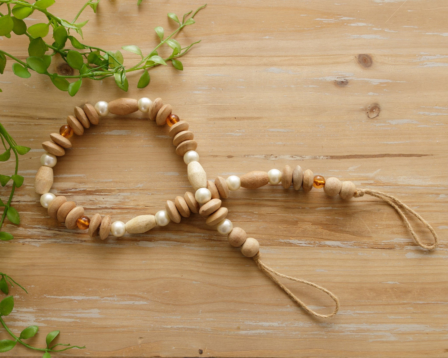 Farmhouse Beads Wood Pearl 30"