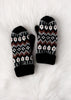 Black White Brown Grey Patterned Fleece Lined Mittens