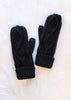 Black Knit Fleece Lined Mittens
