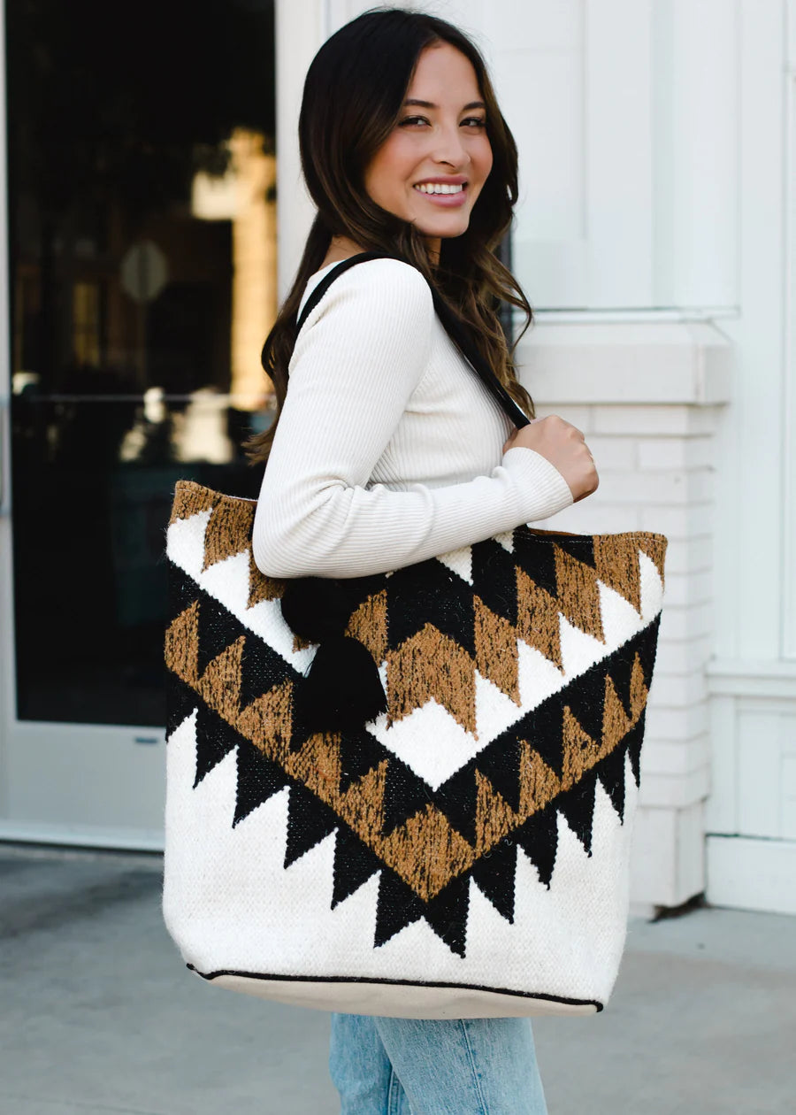 Woven Aztec Tote Bag