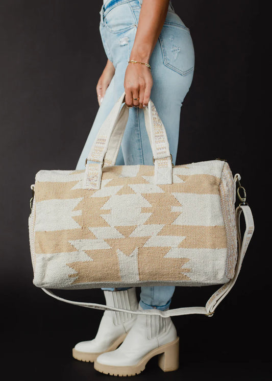 Aztec Woven Duffle Bag Cream