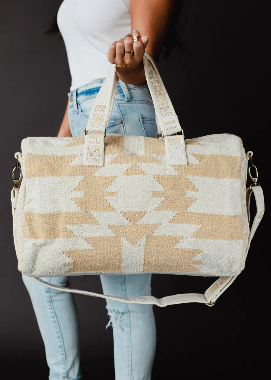 Aztec Woven Duffle Bag Cream