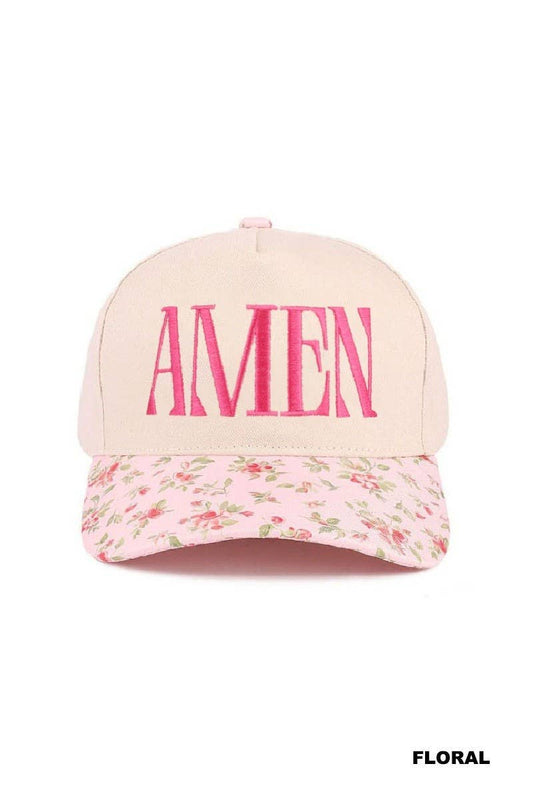 Amen Two Tone Cotton Hat: FLORAL