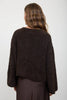 FUZZY KNIT BUTTON DOWN BOXY CARDIGAN SWEATER: CHOCOLATE BROWN