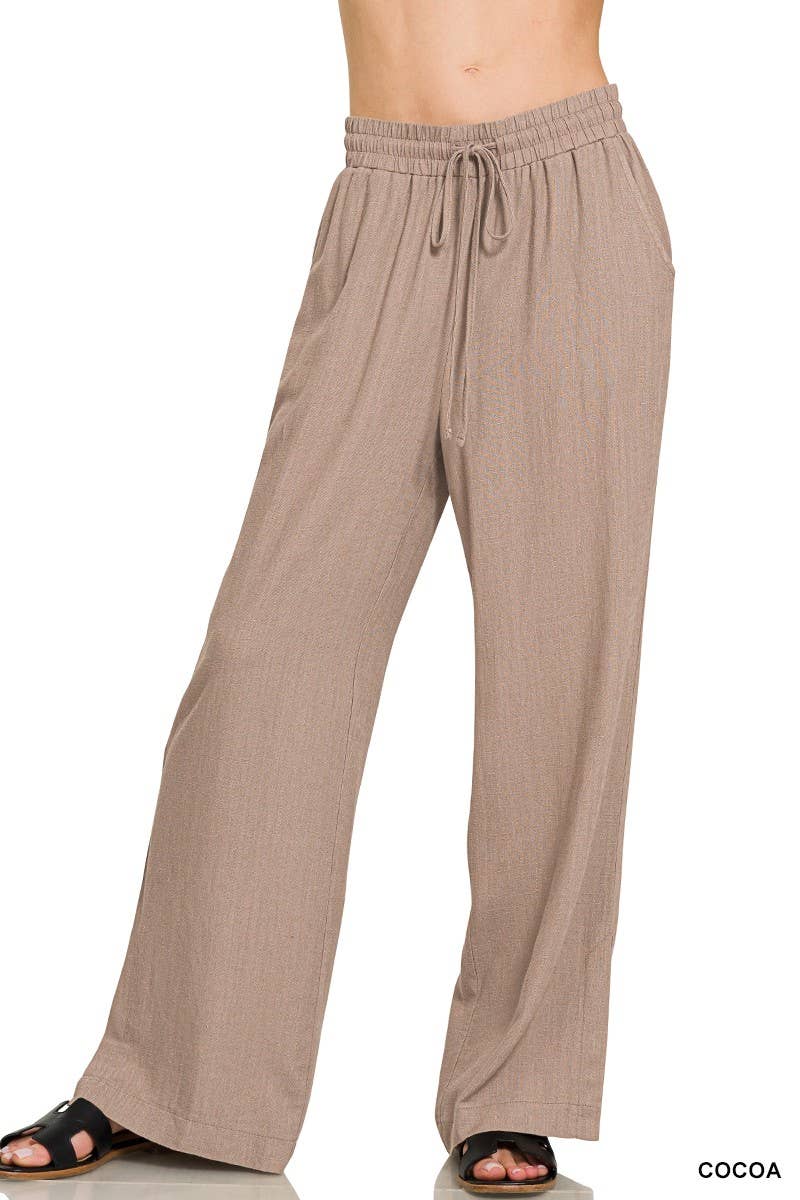Linen Drawstring Pants: COCOA