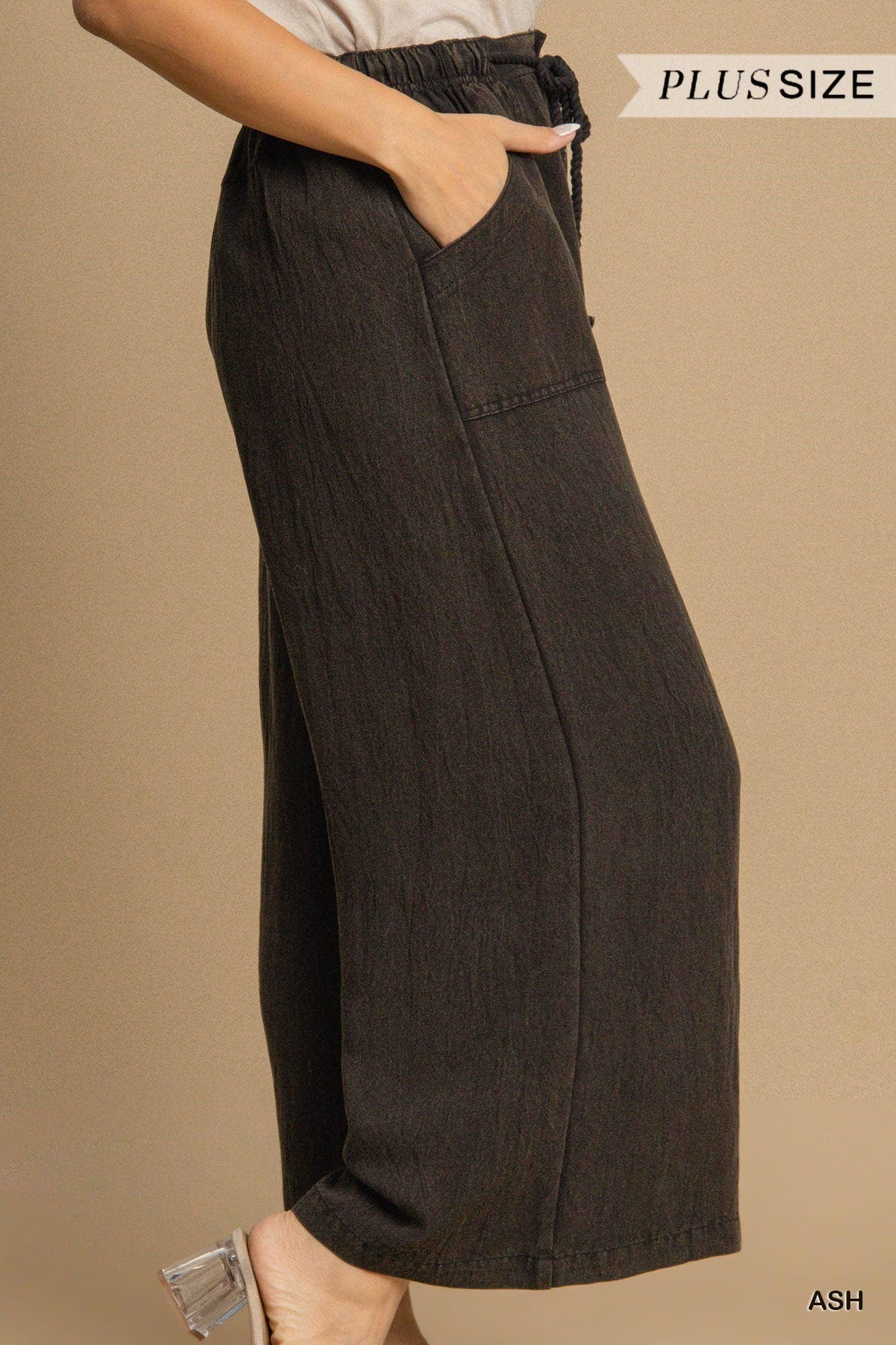 Plus Snow Wash Waistband Pants: ASH