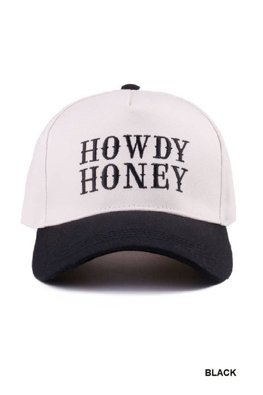 Howdy Honey Two-tone Canvas Cotton Cap: BLACK