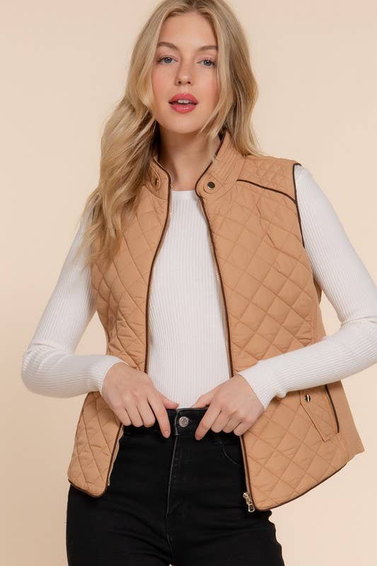 Hayle Quilted Vest- Caramel