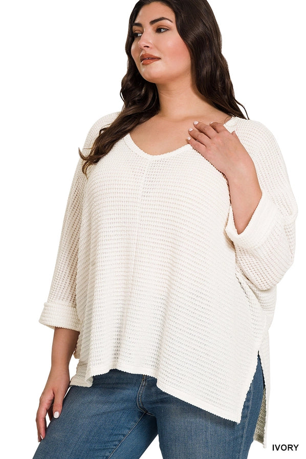 V-neck Jacquard Sweater Plus