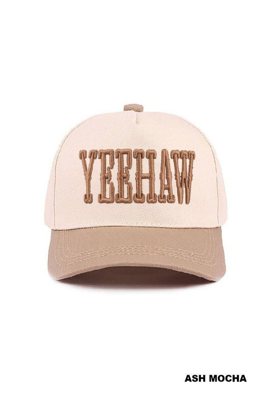 Yeehaw Two-tone Canvas Cotton Cap: ASH MOCHA