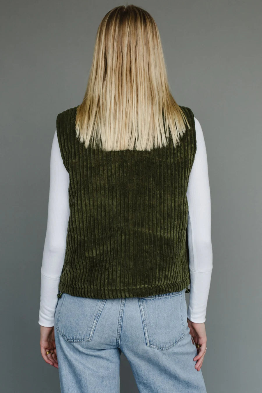 Taysha Corduroy Vest- Dark Green