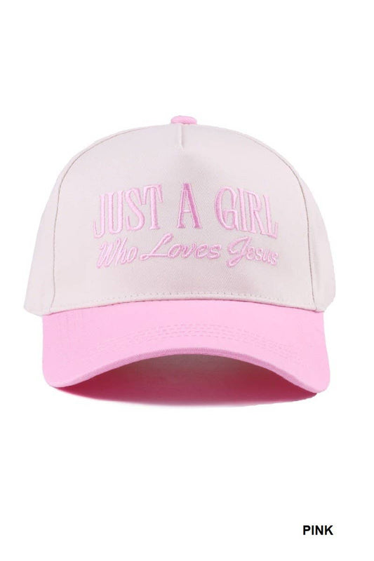Just A Girl Who Loves Jesus Two-tone Canvas Cap: PINK