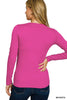 Brushed Long Sleeve Round Neck Tee: BLACK