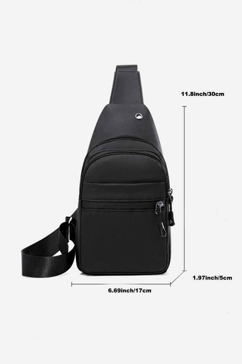 Water Resistant Crossbody Chest Sling Bag: BLACK