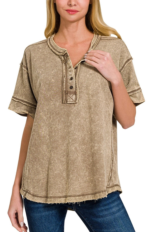 Raw Edge Shirt Mocha
