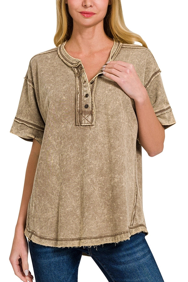 Raw Edge Shirt Mocha