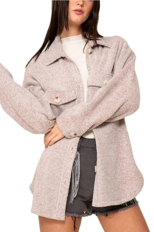 Corra Brushed Waffle Shacket Plus