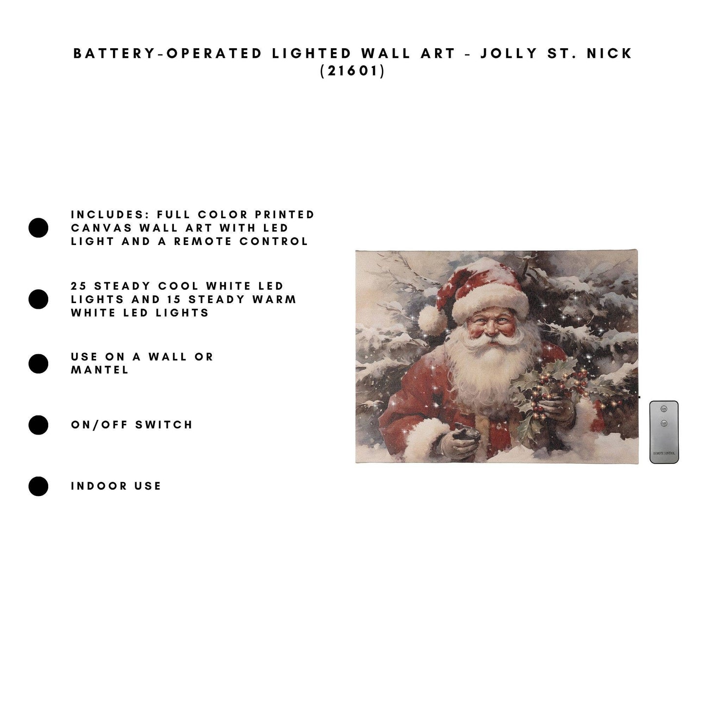 Battery-Operated Lighted Wall Art - Jolly St. Nick