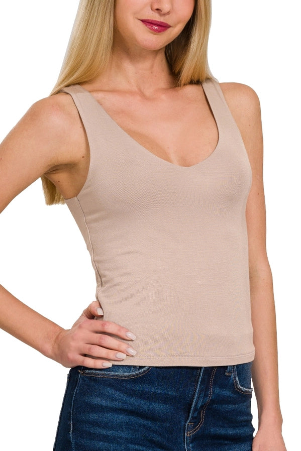Double Layer V Neck Tank Top