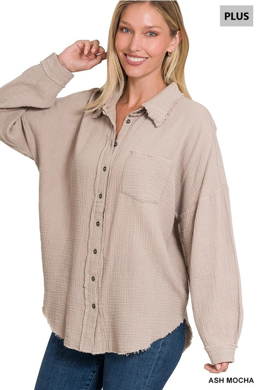 Ash Mocha Raw Edge Top Plus