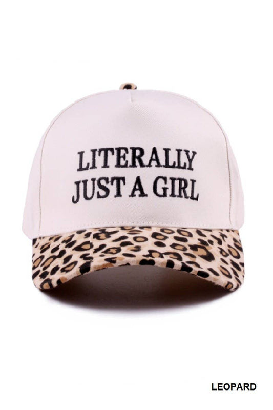 Literally Just A Girl Two Tone Canvas Cotton Cap: LEOPARD