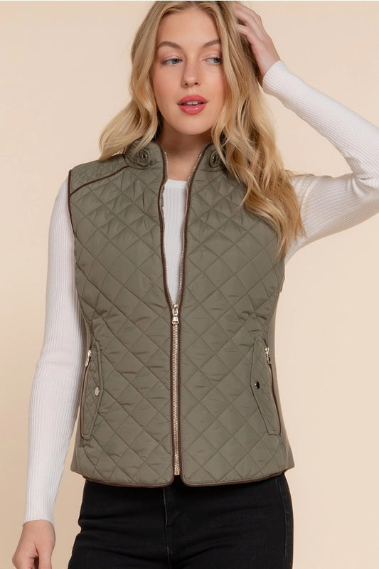 Hayle Quilted Vest- Olive Plus