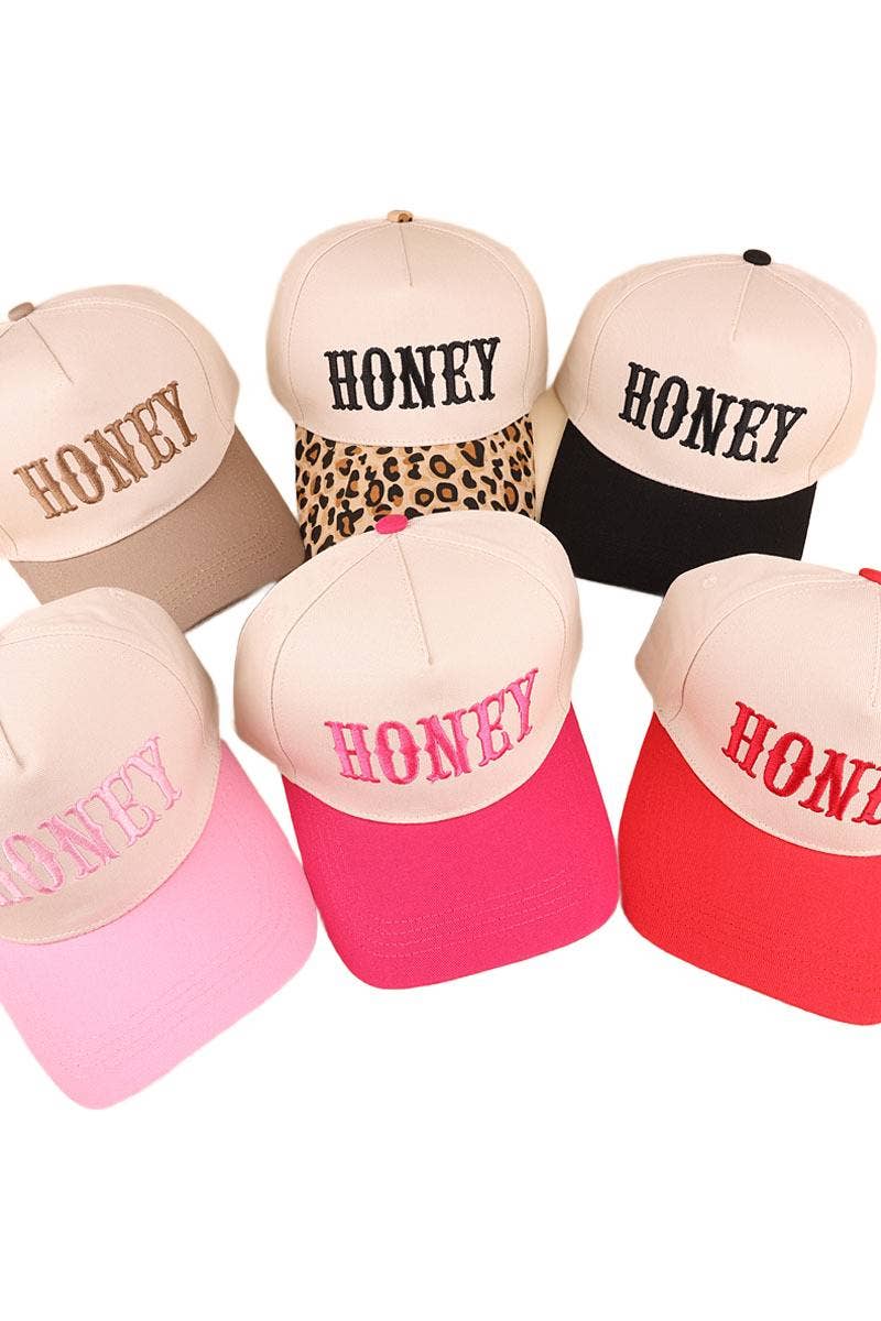 Honey Two-tone Canvas Cotton Cap: BLACK