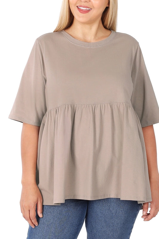 Plus Half Sleeve Empire Waist Shirring Top