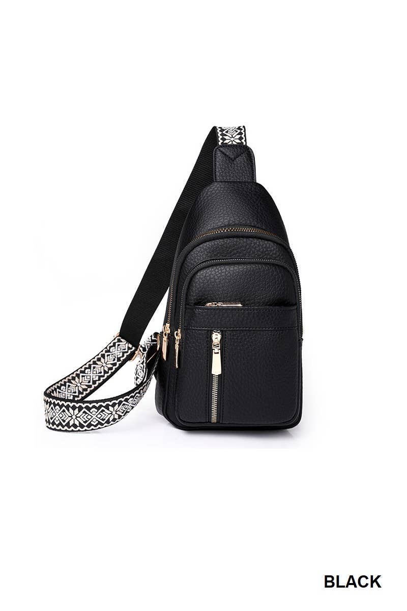 Crossbody Sling Chest Pack Bag: BLACK