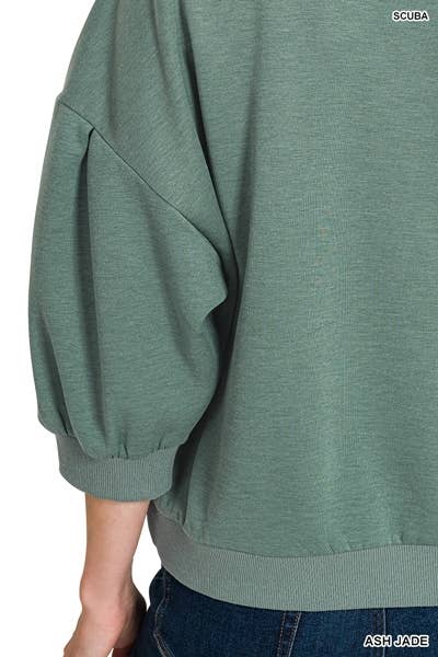 Scuba Dolman Sleeve Pullover: BLACK