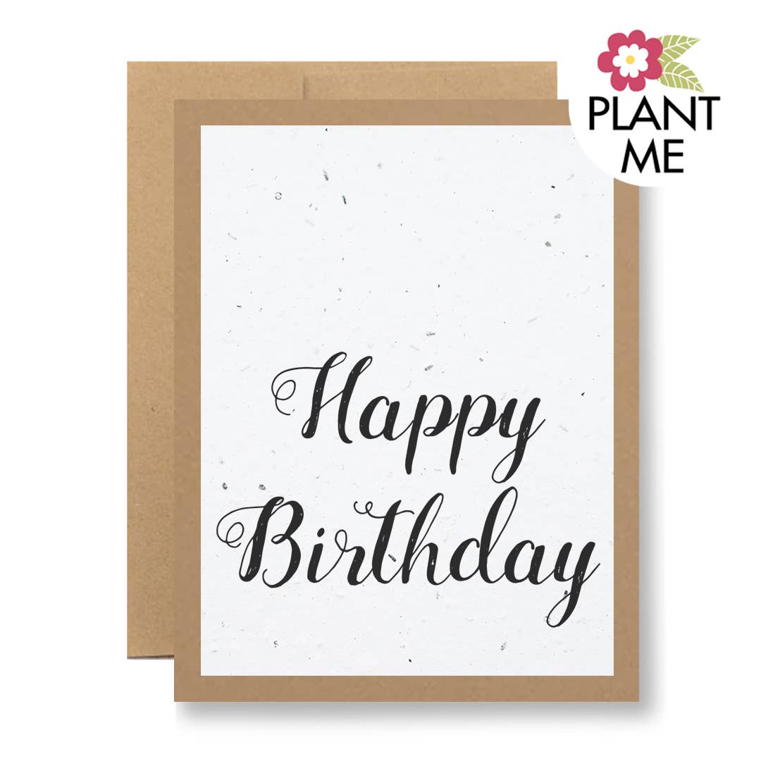 Plantable Seed Paper Birthday Card - Happy Birthday {script}