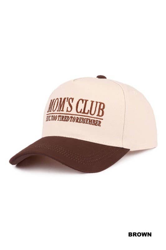 Mom's Club Two Tone Canvas Cotton Cap: BROWN