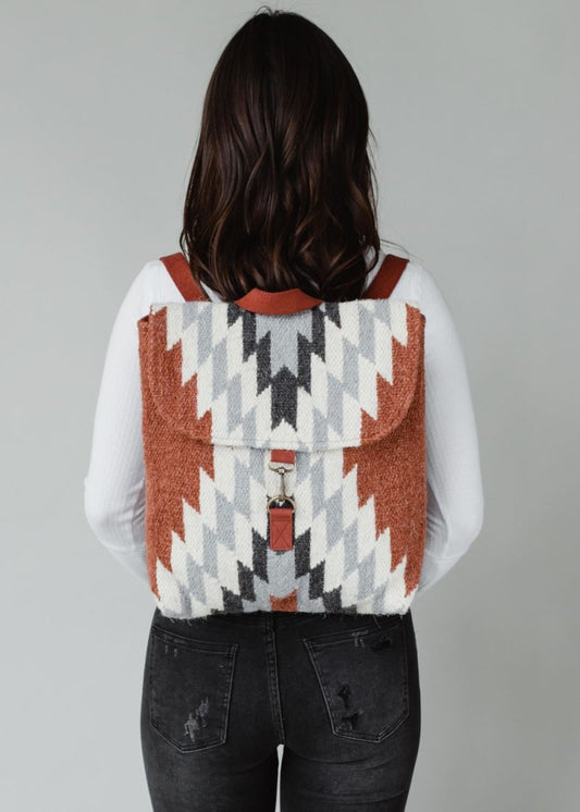 Aztec Woven Backpack Rust
