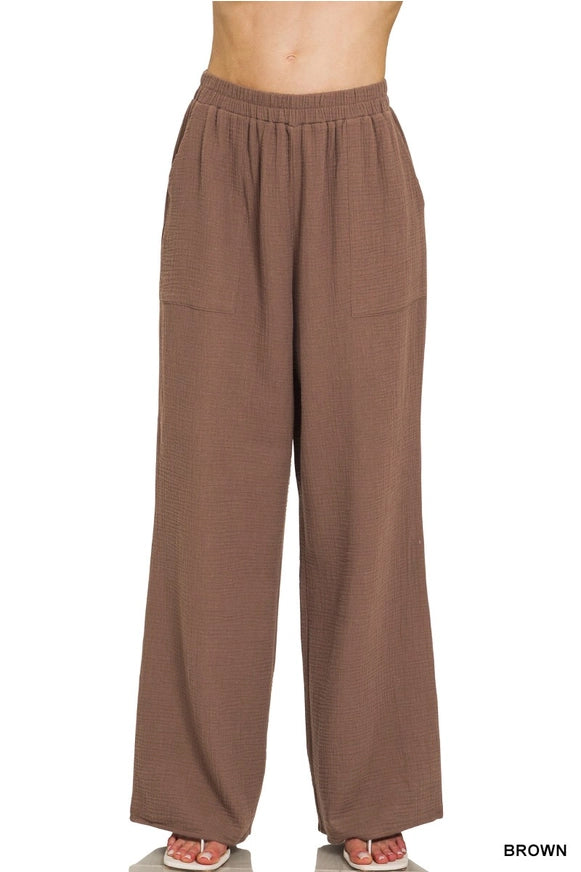 Maizie Double Gauze Pants Brown