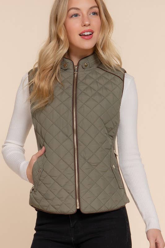 Hayle Quilted Vest- Olive