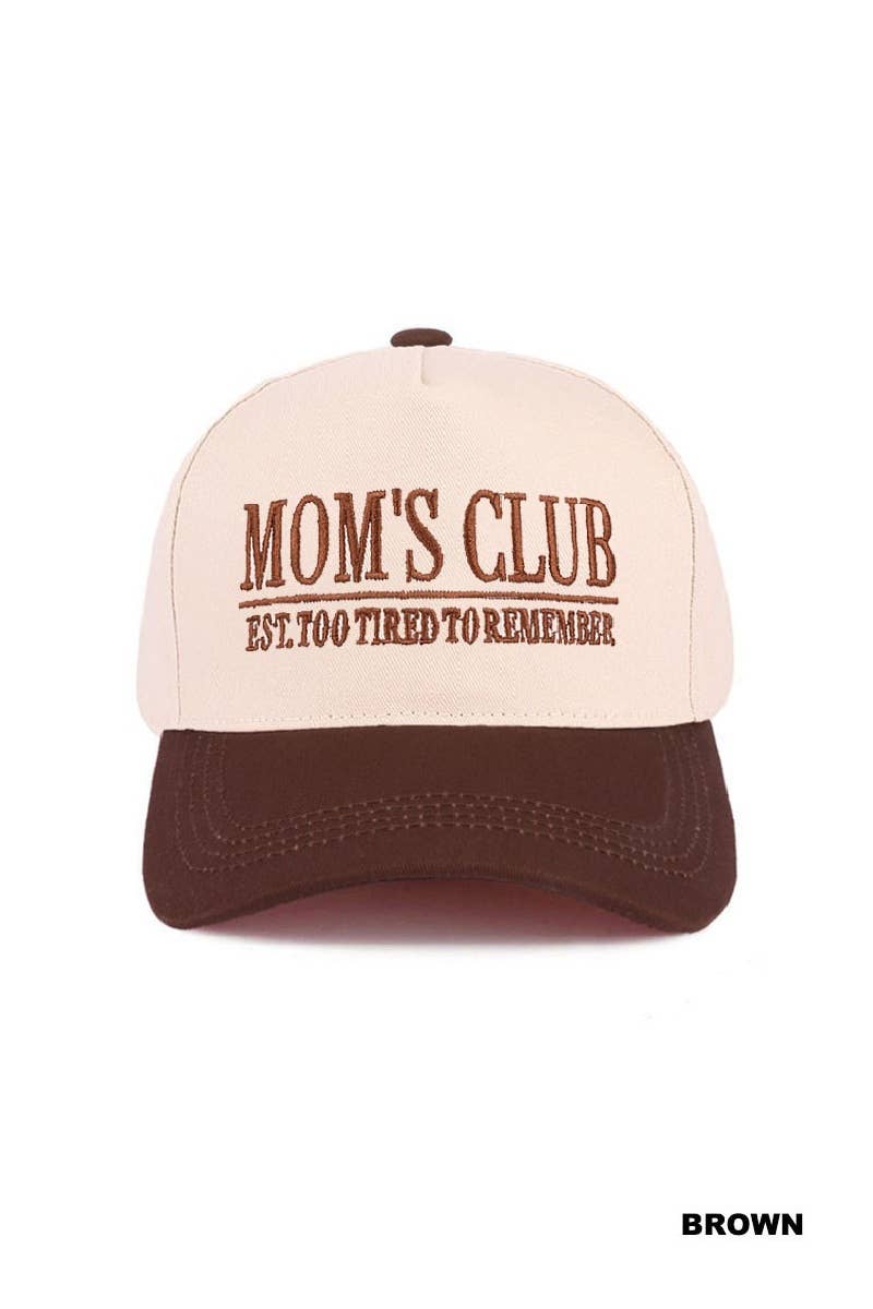 Mom's Club Two Tone Canvas Cotton Cap: BROWN