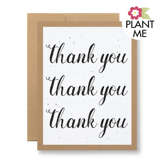 Plantable Seed Paper Greeting Card - Thank you {three times}