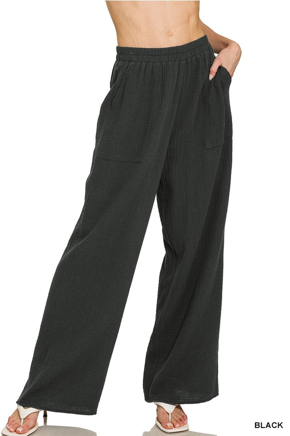 Maizie Double Gauze Pants Black