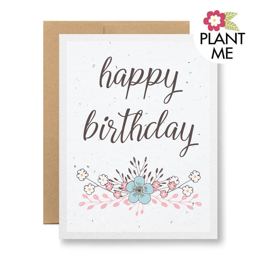 Plantable Seed Paper Greeting Card - Happy Birthday {floral}