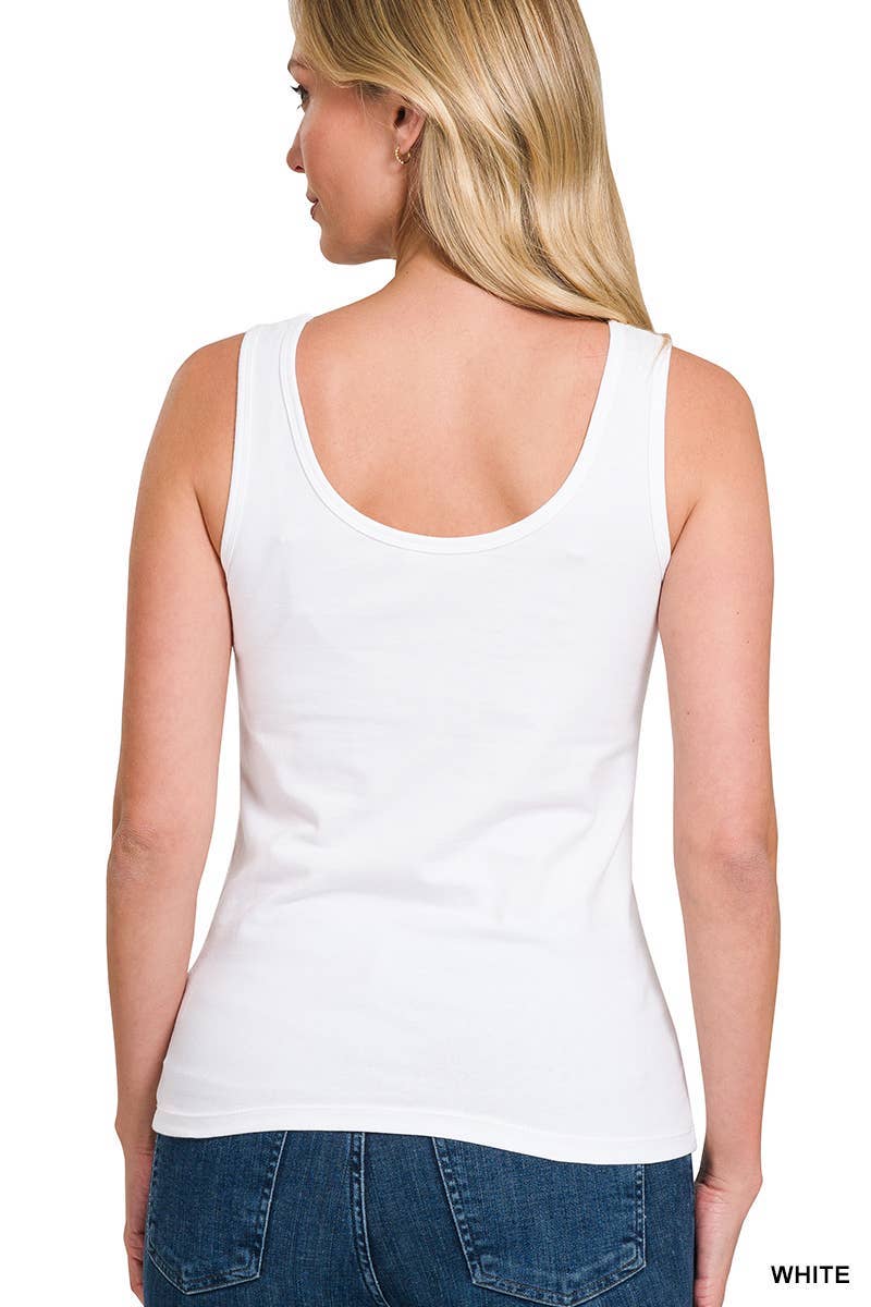Cotton Crop Tank Top: WHITE