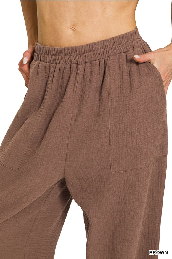 Maizie Double Gauze Pants Brown