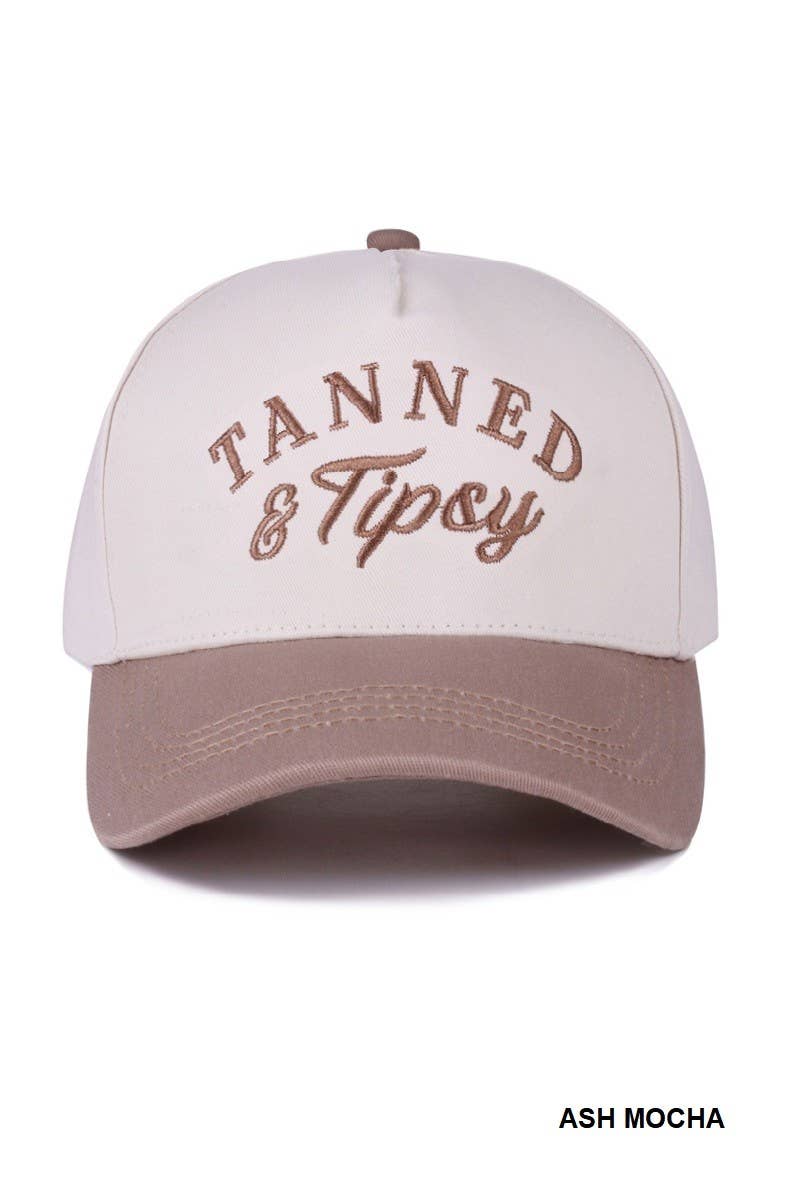 Tanned And Tipsy Two Tone Canvas Cotton Cap: ASH MOCHA