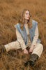 WASHED DENIM QUILTED SHAWL VEST : DENIM